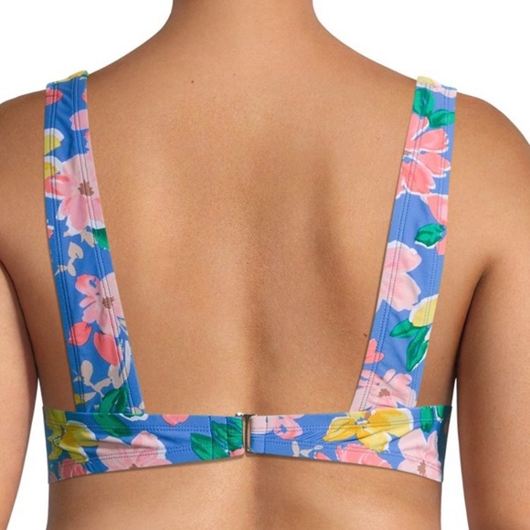 Time & Tru Women’s Blue Floral Triangle Swim Top Plus Size NEW - Picture 3 of 4